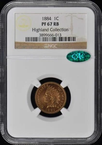 1884 Bronze Indian Cent 1C NGC PR67RB (CAC) - Picture 1 of 4