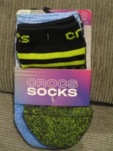 CROCS 3-PACK KIDS POOL PARTY BLUE/ GREEN LOW CUT SOCKS SIZE MEDIUM  NEW - Picture 1 of 2