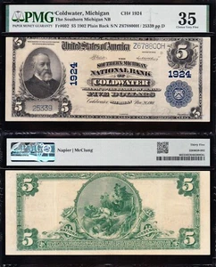 Amazing SCARCE Crisp Choice VF++ 1902 $5 COLDWATER, MI National Note! PMG 35! - Picture 1 of 3