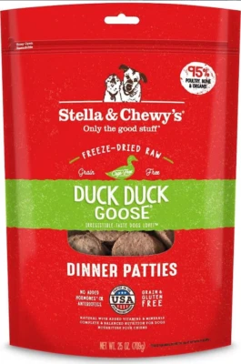 Stella & Chewy's Duck Duck Goose Dinner Patties Freeze-Dried Raw Dog Food,25oz