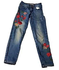 Denim Diva Skinny Floral Jeans Size 7 - Picture 1 of 19