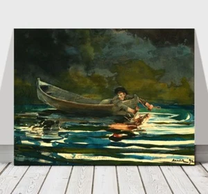 WINSLOW HOMER - Hound & Hunter - CANVAS ART PRINT POSTER - Sea Beach Boat 18x12" - Picture 1 of 1
