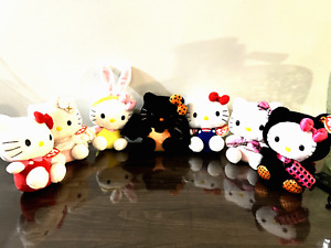 TY Beanie Babies Hello Kitty Plush Stuffed Animals Sanrio Lot of 7 RARE RETIRED