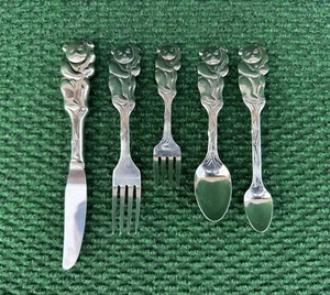 Oneida Community Cubby Teddy Bear Child Baby Toddler Spoon Fork Knife Stainless - Picture 1 of 9