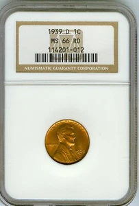 1939-D Lincoln cent NGC MS66RD, very nice coin. FREE Shipping  #1-012 - Picture 1 of 3