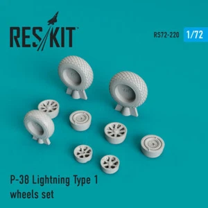 Juego de ruedas Reskit RS72-0220 - 1/72 P-38 Lightning tipo 1, kit de detalles de resina a escala - Imagen 1 de 12