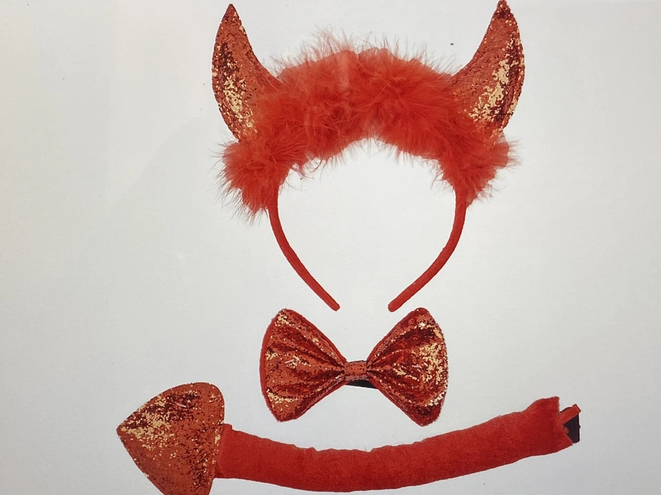 Kids Halloween Costume Accessory 3 Piece Devil Kit - Headband Bow Tie & Tail