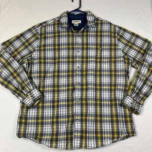 RuffHewn Shirt Mens Long Sleeve Button Down XL Blue Yellow Plaid Pockets Casual - Picture 1 of 8