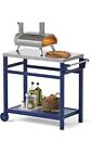 Premium Indoor Outdoor Kitchen Movable Dining Trolley Cart, bbq Table Pizza Oven