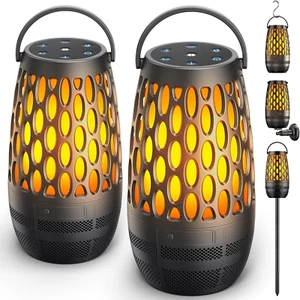 Outdoor Speakers Bluetooth Waterproof IPX6 with Flame Lights, Gadget Gifts for D - Picture 1 of 7