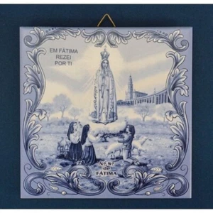 Blue Tile Fatima Apparitions Our Lady Portugal three little shepherds - Picture 1 of 1