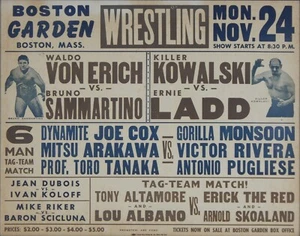 WALDO VON ERICH v BRUNO SAMMARTINO 8X10 POSTER PHOTO WRESTLING PICTURE KOWALSKI - Picture 1 of 1