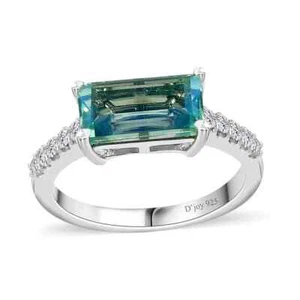 GORGEOUS 1.40ctw Peacock Quartz Triplet & Zircon Ring Platinum Plated Size 5 - Picture 1 of 6