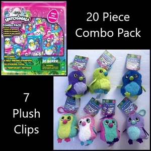 Hatchimals Favors ~ 20pc Pack of Tattoos, Stickers, Stampers + 7 Plush Clip-Ons - Picture 1 of 10