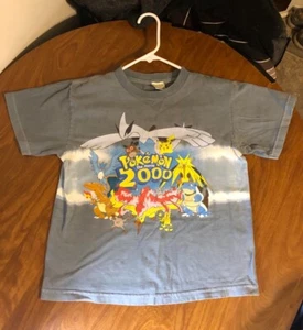 Vintage Pokémon The Movie 2000 Tie Dye Gray Nintendo T-Shirt Youth Medium RARE - Picture 1 of 9