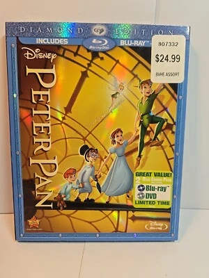 Peter Pan (Blu-ray/DVD, 2013, 2-Disc Set, Diamond Edition) New Sealed Disney - Image 1 of 4