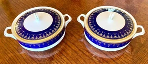 Royal Worcester Imperial Bone China 22 Karat erhöht Gold blau Gemüse Tureen & Deckel 2 - Bild 1 von 3