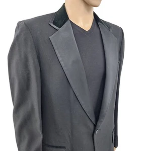 Vintage After Six Black Tuxedo Jacket W/ Velvet Lapels, Men's 40R - Picture 1 of 10