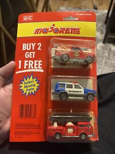 Majorette Rescue Vehicle 3 Pack Buy 2 Get 1 Free, Fire Truck, Sheriff