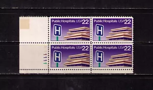US USA Sc# 2210 MNH FVF PLATE # BLOCK Public Hospitals Building H Sign - Picture 1 of 1