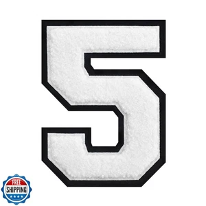 4.5" Iron on Number Patches White Chenille Number Patch Letterman Jacket Patc - Picture 1 of 5