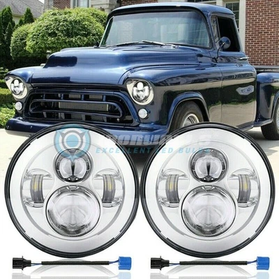 7"Inch Round LED Headlight Hi-Lo Beam For Chevrolet Truck 1942-57 Camaro C10 C20 - image 1 of 4