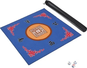Mahjong Mat with 3 Dice & Carrying Bag, Anti Slip and Noise Reduction Blue - Picture 1 of 7