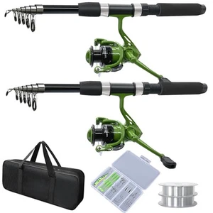 2PACK Fishing Pole Combo,Fishing Rod Combos with Telescopic Fishing Pole Spin... - Picture 1 of 7