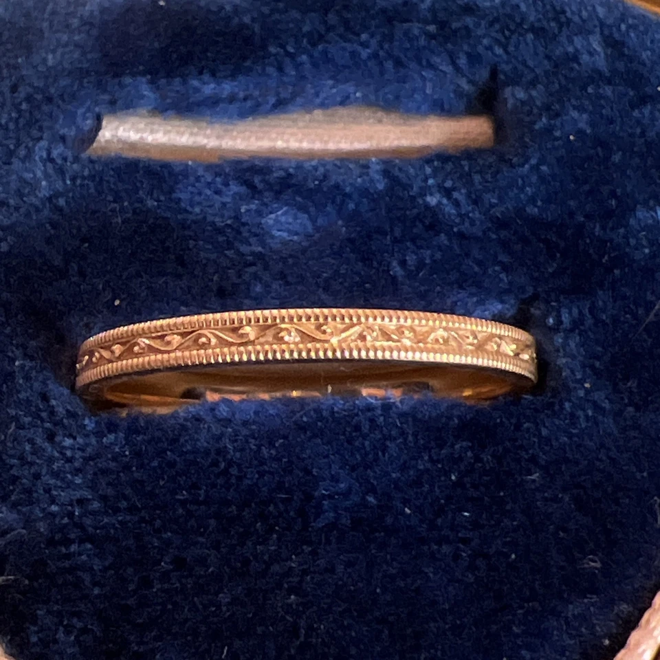 Vintage Antique Jabel 18k Yellow Gold Filigree Scroll Milgrain Band Ring Sz 7.25 - Image 1 of 4