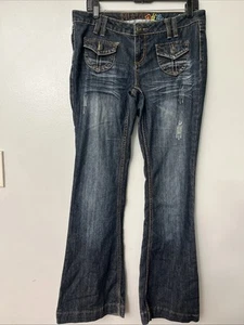 Pantalones de mezclilla vintage Y2K Mudd acampanados para mujer talla 11 azul hippie boho occidental - Imagen 1 de 8