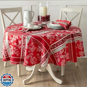 Mantel de tela jacquard teñido con hilo Benson Mills Holiday Hollies, vacaciones, - Imagen 1 de 5