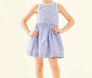 Lilly Pulitzer Girls 6 Blue White Eyelet Mini Tori Dress - Picture 1 of 7