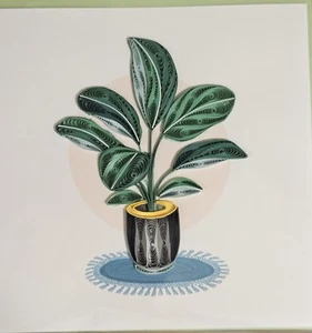 PAPYRUS 3D PAPER QUILLING PLANT LEAVES IN POTTERY BLANK INSIDE FRAMEABLE CARD  - Picture 1 of 3