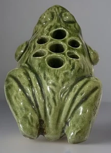 Early Antique Brush-McCoy Arts & Crafts Frog Flower Frog Kolorkraft Green #060 - Picture 1 of 18