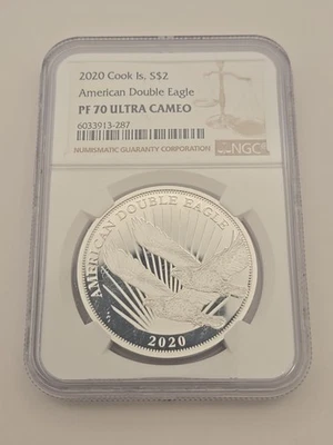 2020 COOK ISLANDS AMERICAN DOUBLE EAGLE Silver $2 NGC PF70 - Image 1 of 4