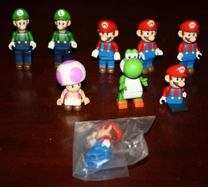 Lot of 9 2011 Knex Super Mario Bros Mini Figures Toad Yoshi Mario & Luigi - Picture 1 of 2