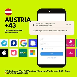 Autriche +43 numéros de téléphone uniques pour codes SMS, OTP, 2FA, pas de SIM requise - Photo 1 sur 3