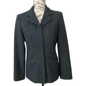 Hillard Hanson Full Zip Blazer Size 4 Gray Wool Blend Minimalist Academia Preppy - Picture 1 of 6