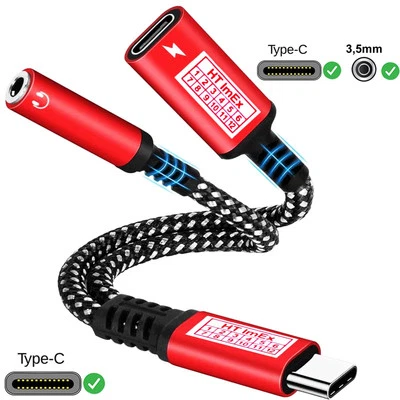 Y rot Adapter USB-C-Klinke, Aux-Splitter kompatibel für Samsung Handy Smartphone - Bild 1 von 4