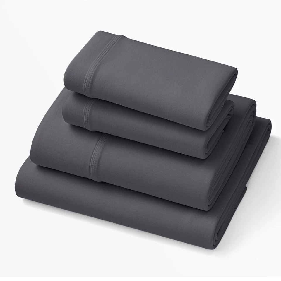 Purple SoftStretch Sheet Set Queen- Stormy Grey color