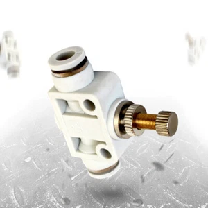 Válvula de control de flujo de acelerador regulador recto blanco tubo neumático OD 4mm-12mm - Imagen 1 de 11