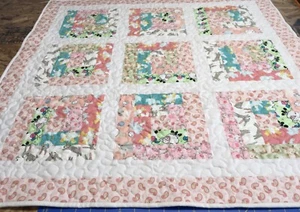 Baby girl quilt, shower gift, 34x34 - Picture 1 of 5