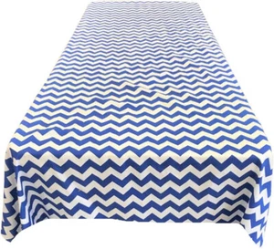 Chevron/Zig Zag Print Poly Cotton Rectangular Tablecloth - Picture 1 of 1