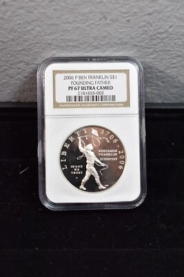 US 2006 P  BEN FRANKLIN SCIENTIST UNC SILVER DOLLAR MS67 - Image 1 of 4