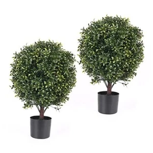 21 Inch Artificial Topiary Boxwood Ball Trees – Decorative Fake Greenery in - Picture 1 of 8