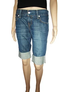 LEVIS Levi's #557 RRP £99 Indigo Square Fit Bordered Denim Crop Jeans Pants W27 - Picture 1 of 12
