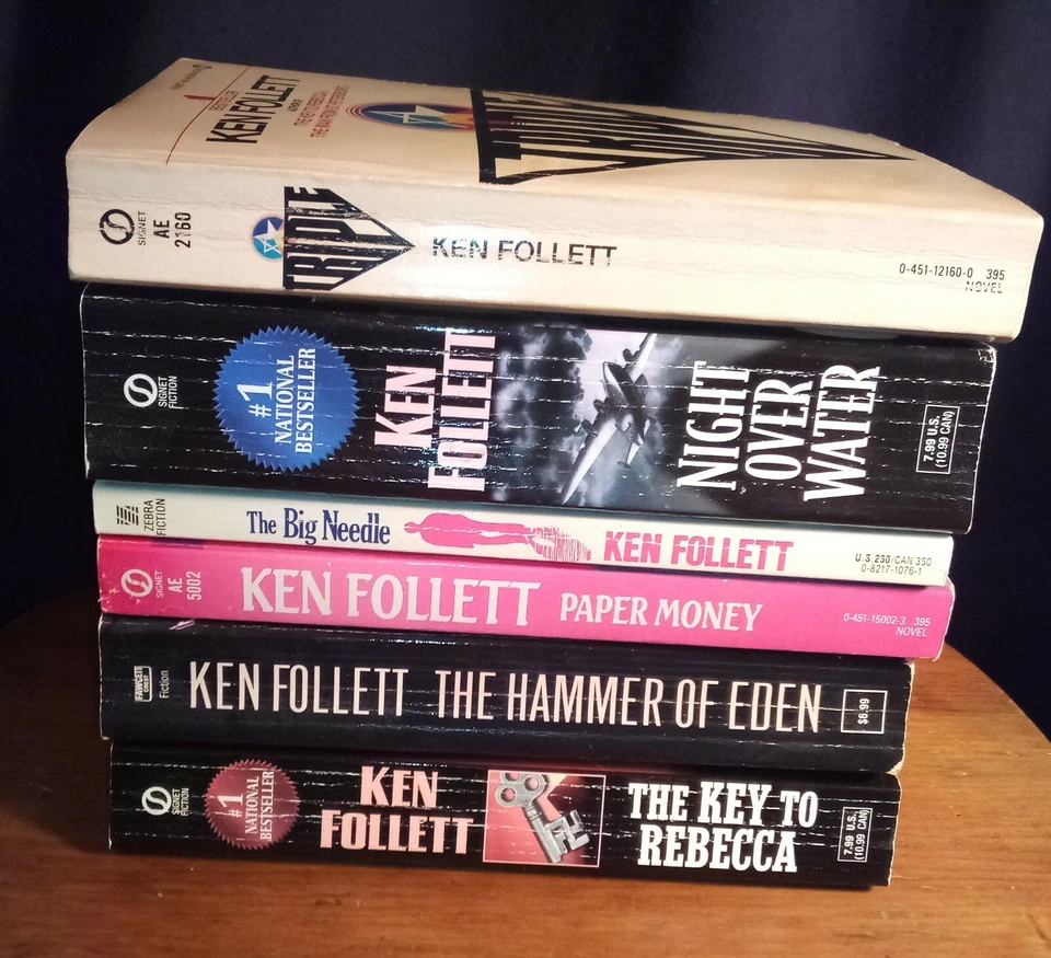 Ken Follett 6 PB Book lot Triple Night Over Water Big Needle Hammer of Eden-More - Imagem 1 de 1