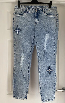Blue Bleach Stylish Fashion Jeans Size 18 Uk - Image 1 of 4