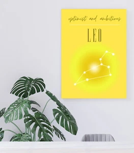 Impresión en lienzo de constelación signo estrella Leo impresión arte de pared enmarcado decoración del hogar - Imagen 1 de 2