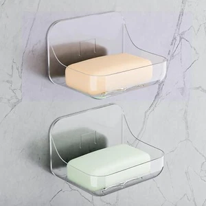 Arcrylic Soap Dish, 2 Pcs Clear Self Draining Soap Holder, No Drilling, No Tool, - Picture 1 of 12
